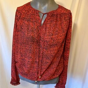 Michael KORS Sheer Abstract Peasant Blouse (Size M)